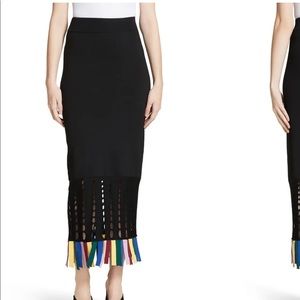 STAUD “garage” skirt in black, multi fringe
